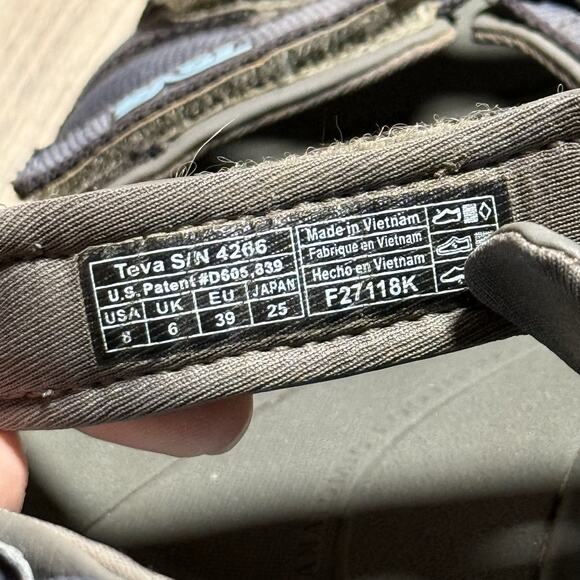 Teva Women’s Strappy Outdoor Sandals Gray Blue Size 8 Comfort Walking - Picture 8 of 9